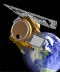artist rendering of spacecraft passing Earth