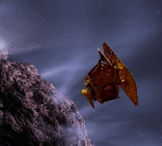 graphic art of flyby spacecraft