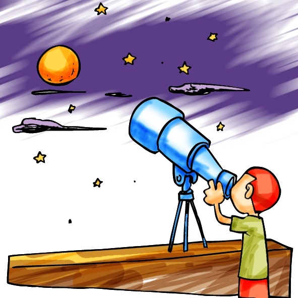 graphic of kid with telescope