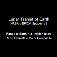EPOXI's spacecraft captures Luna transiting the Earth 28-29 May 2008; R-G-B composite