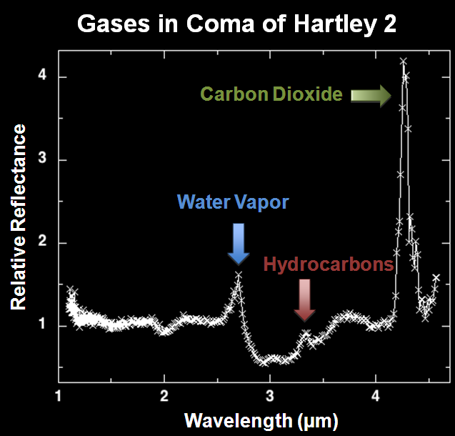 Hartley 2 spectrum: gases in the coma