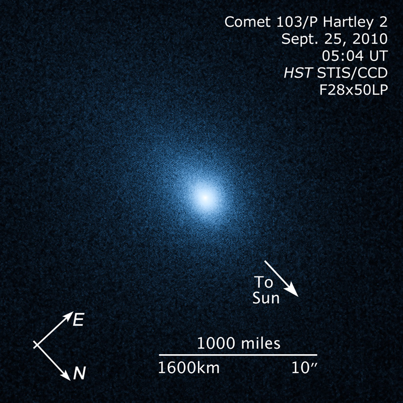 HST image of Hartley2 taken on 2010-09-25