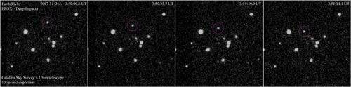four frames taken by CSS of EPOXI flyby